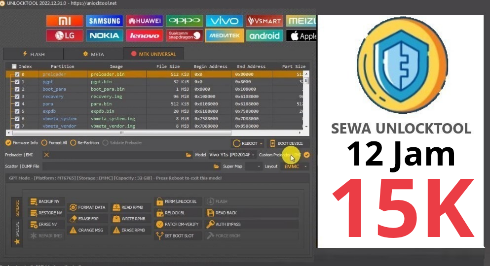 Sewa Unlocktool 12 jam 15k
