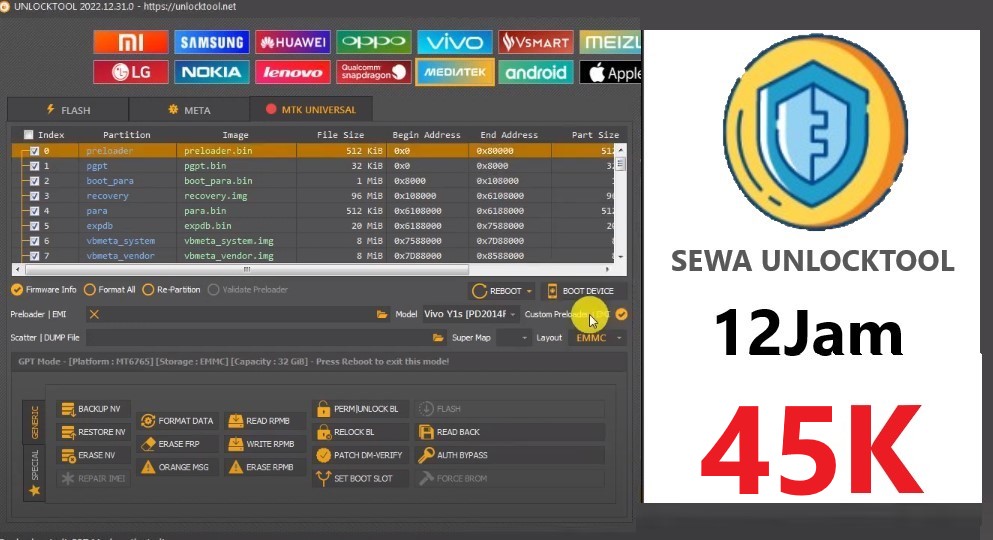 Sewa Unlocktool 12 Jam Baru