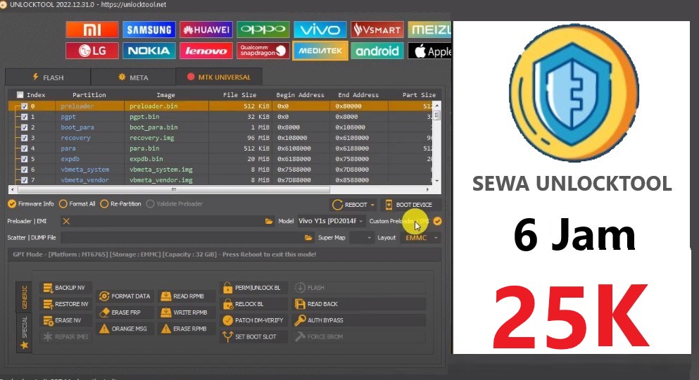Sewa Unlocktool 6 Jam 25k